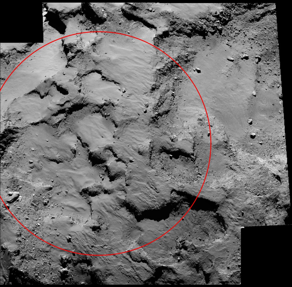 Close-up of the region containing Philae’s primary landing site. Image: ESA/Rosetta/MPS for OSIRIS Team MPS/UPD/LAM/IAA/SSO/INTA/UPM/DASP/IDA.