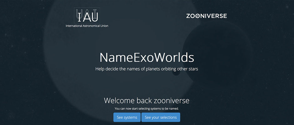 Screenshot from the NameExoWorlds website — http://www.nameexoworlds.org/ Image credit: IAU
