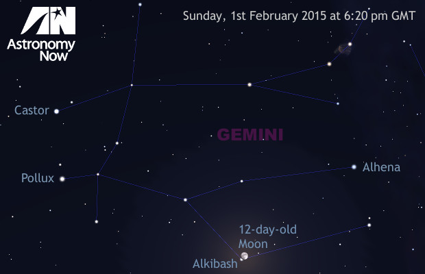 The lunar occultation of magnitude-3.6 star Lamdba (λ) Geminorum, otherwise known as Alkibash, occurs early on the evening of 1st February as seen from the British Isles. AN graphic by Ade Ashford