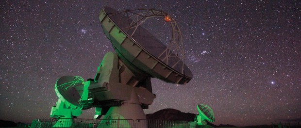 Atacama Large Millimetre/submillimetre Array (ALMA) antennas at night in the Atacama desert of northern Chile. Image credit: NRAO/AUI/NSF