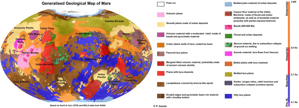 Generalised Geological Map of Mars. Image credit: Patrick Zasada (2013)