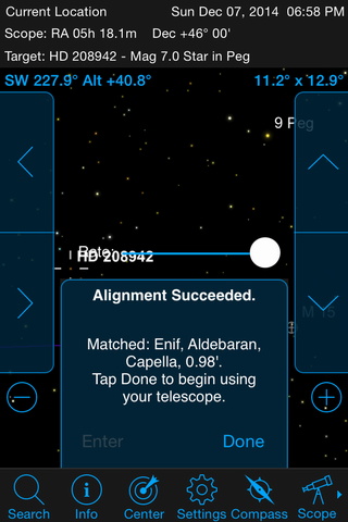 SkyPortal's default SkyAlign procedure simply asks you to point the telescope, in turn, at any three stars in the sky — first aligning them in the StarPointer before fine centring in the eyepiece. Since SkyPortal already knows the date, time and location from your ‘phone or tablet, the app calculates (and displays) which stars you chose and the alignment procedure is complete! AN graphic by Ade Ashford/SkyPortal