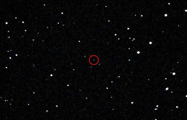 Discovered by astronomer James B. Gibson on 16th August 1971, main-belt asteroid 2309 Mr. Spock (1971 QX1) is a 13-mile-wide body rotating on its axis every 6.7 hours that orbits 3 astronomical units from the Sun every 5.23 years. Currently 17th magnitude in the constellation of Taurus, it's still a viable astrophotographic target for 10-inch telescopes and larger. This is a two-minute ISO1600 exposure at f/2 with a C11 and DSLR on 10th March at 21:15 UT. Image credit: Ade Ashford