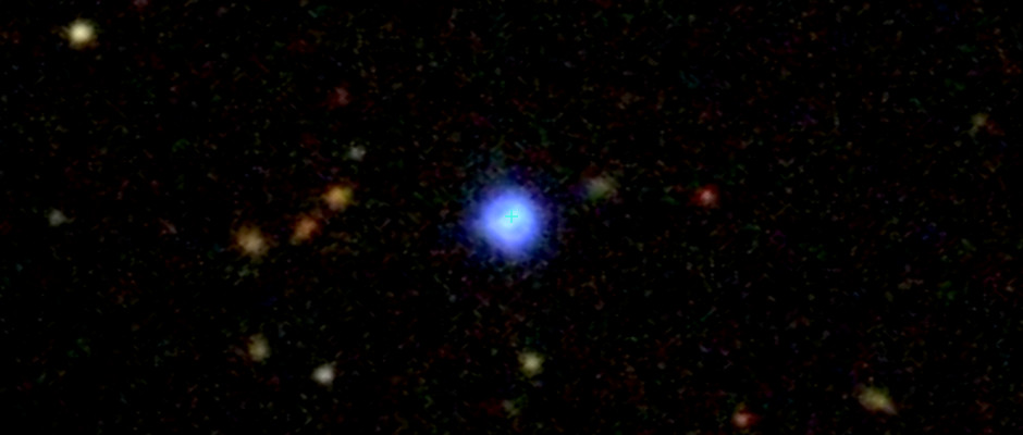 The star with the irregular beat, PG1149+057, is a pulsating white dwarf, which is the burnt-out core of an evolved star. An extremely dense object, it is almost entirely made up of carbon and oxygen. Our Sun will eventually become a white dwarf in more than six billion years, after it runs out of its nuclear fuel. Image credit: UDS/CNRS aladin.u-strasbg.fr/AladinLite/