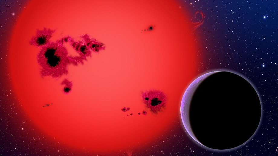 Artist’s conception of an exoplanet orbiting a cool red dwarf star like TWA 35/36 in the study. Illustration credit: David A. Aguilar (CfA/Harvard-Smithsonian).