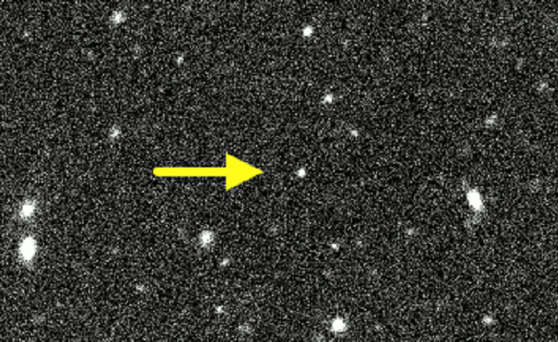 Trans-Neptunian object V774104 was spotted last month by the 8-metre Subaru telescope in Hawaii. Image credit: Scott Sheppard, Chad Trujillo, and David Tholen.