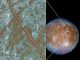 This false colour image shows the surprising surface of Jupiter's moon Europa. The inset includes regions where crustal ice plates appear to have broken up and rafted to new positions. Image credit: NASA/JPL.