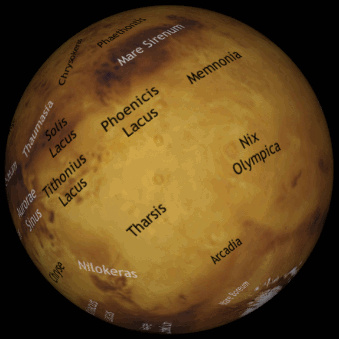 Mars lies highest in the sky to the south soon after sunset at the beginning of July for observers in the UK, so one should not waste any observing opportunities while the Red Planet is close and still relatively large in size. Tharsis, the great Martian volcanic plateau that is home to the largest volcanoes in the solar system, is turned toward Earth in the first week of the month. Click on the graphic to launch our interactive Mars Mapper. AN graphic by Ade Ashford.