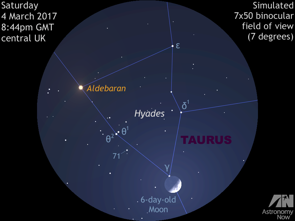 The Moon meets Aldebaran and the Hyades in the evening sky of 15 ...