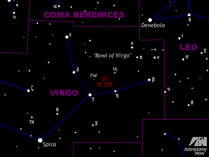 Seek out 3C 273, the brightest optical quasar, in the spring sky