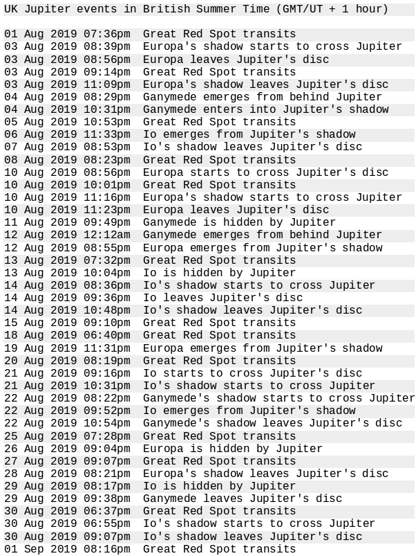 More Jupiter events to enjoy in August 2019 Astronomy Now