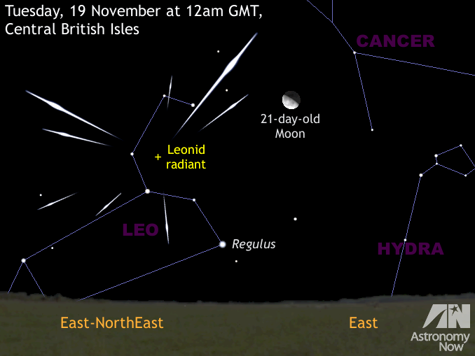 Moonlight challenges Leonid meteor shower maximum on 18 November