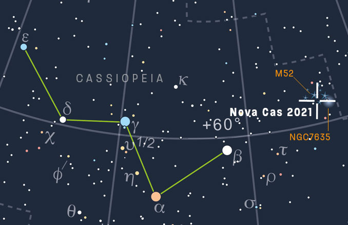 New Nova In Cassiopeia Brightens Rapidly Astronomy Now